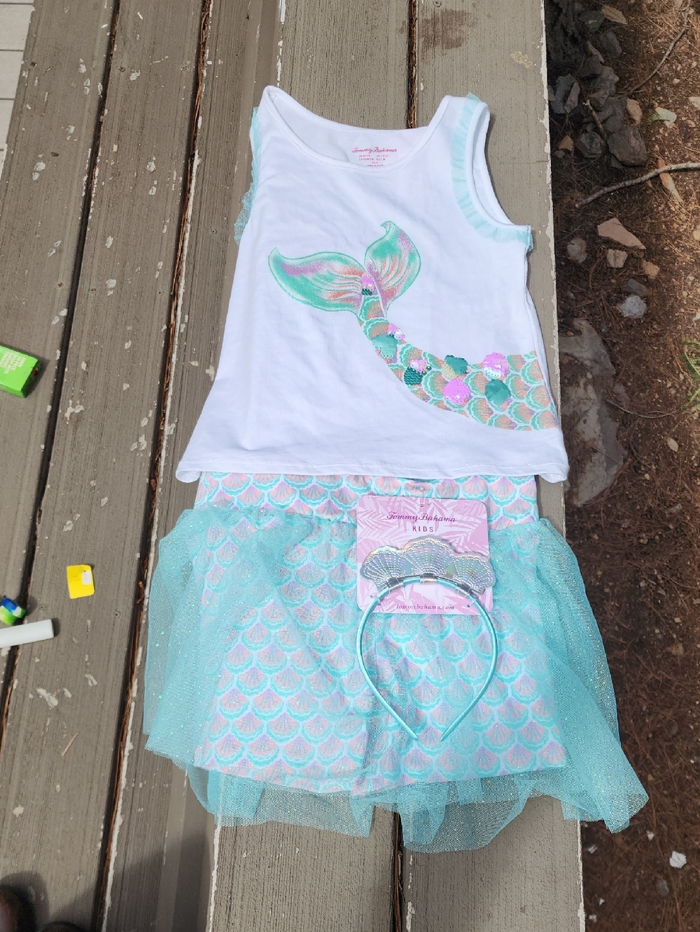 Tommy Bahama Kids White Tank & Mint Mermaid Skirt Matching Set